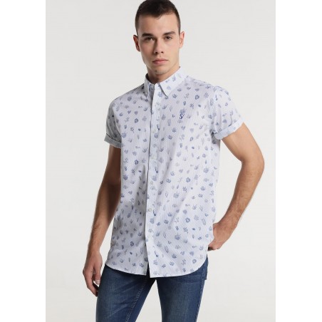 SIX VALVES - Shirt short sleeve Popelin "Ocean Print" | Confort   | 118356