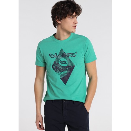 SIX VALVES - T-shirt Graphique Tropical Couleur Manches Courtes