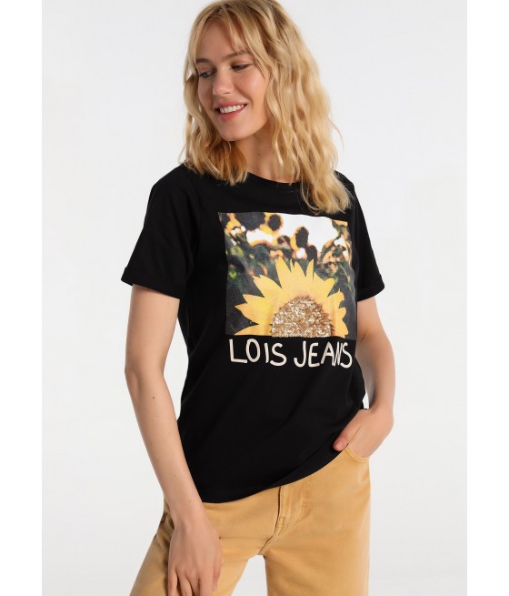 LOIS JEANS - Pailletes Detail-T-Shirt