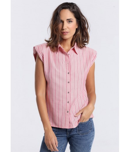LOIS JEANS - Striped shirt with shoulder pads