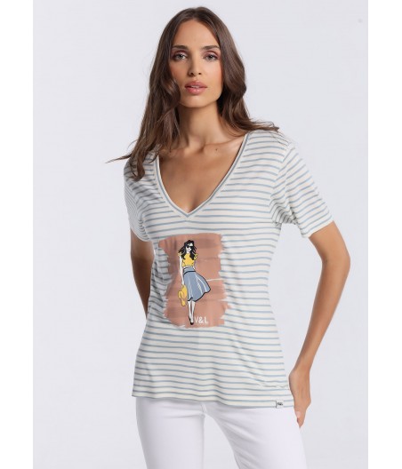 V&LUCCHINO - Short sleeve striped t-shirt