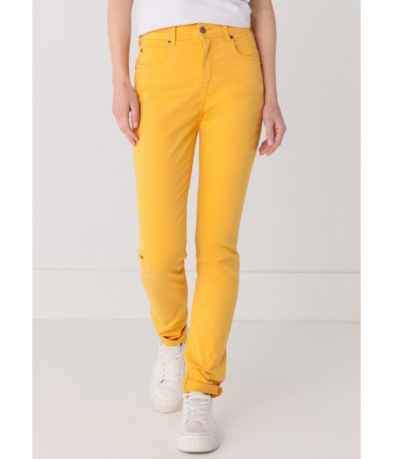 CIMARRON - Color Nouflore-Satin Peach Pants |  Mid Rise- Slim | Size in Inches