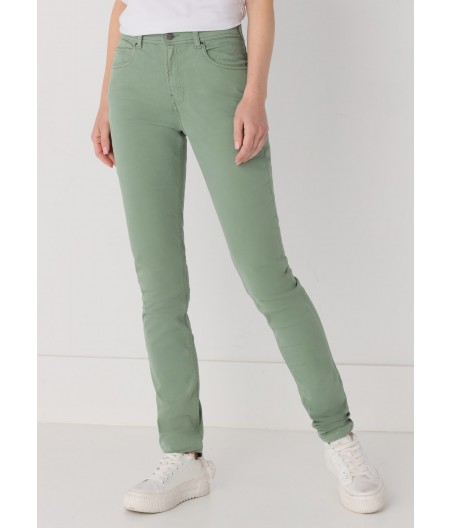 CIMARRON - Color Nouflore-Satin Peach Pants |  Mid Rise- Slim | Size in Inches