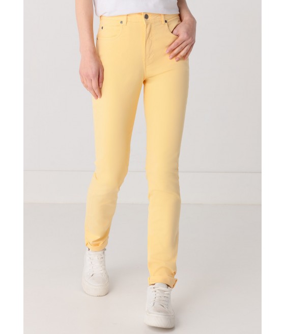 CIMARRON - Color Nouflore-Quin Peach Pants |  Mid Rise- Slim | Size in Inches