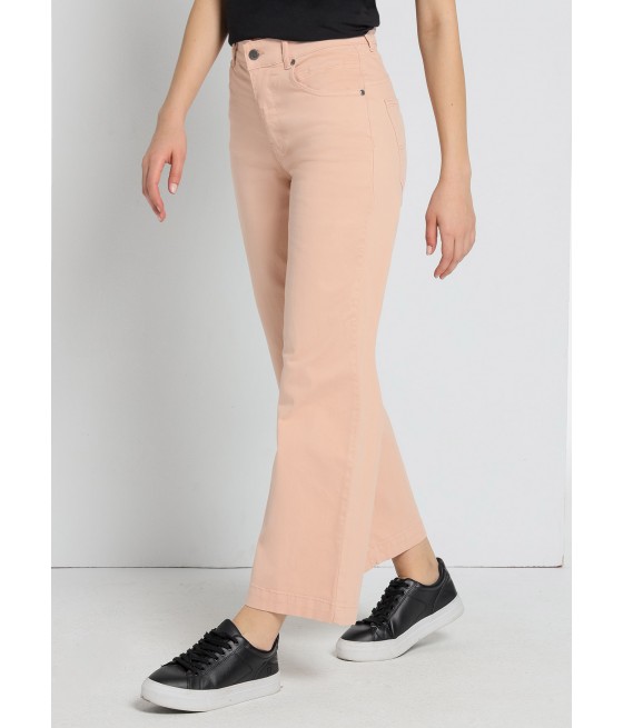 CIMARRON - Jeans Aurora-Raso Peach |  Mid Rise- Straight Wide Crop | Size in Inches