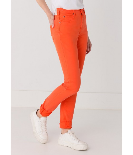 CIMARRON - Pantalon Color Nouflore-Raso Peach | Caja Media - Slim | Rozmiar w calach