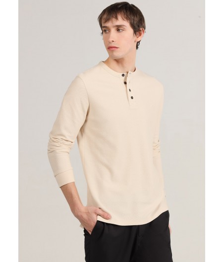 BENDORFF - T-shirt Mesh piqué long sleeve with bottons