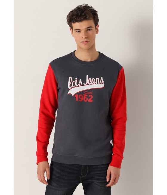 LOIS JEANS - Sweatshirt Crewneck contrast sleeves