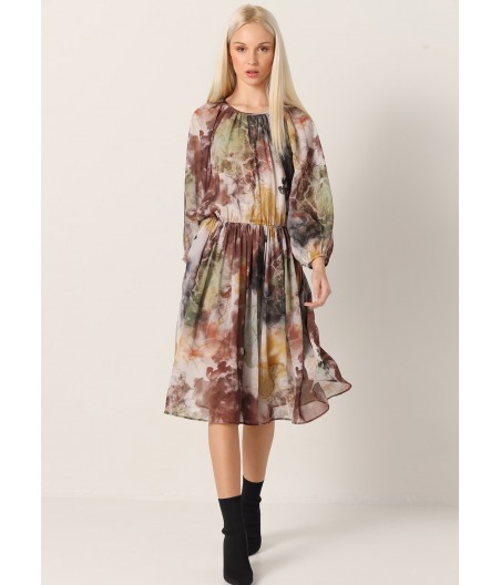 V&LUCCHINO - Dress Midi Abstract Allover Print