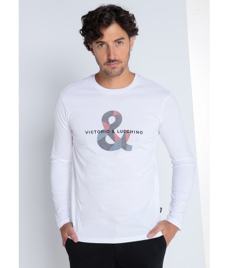 V&LUCCHINO - Camiseta basica manga larga con logo