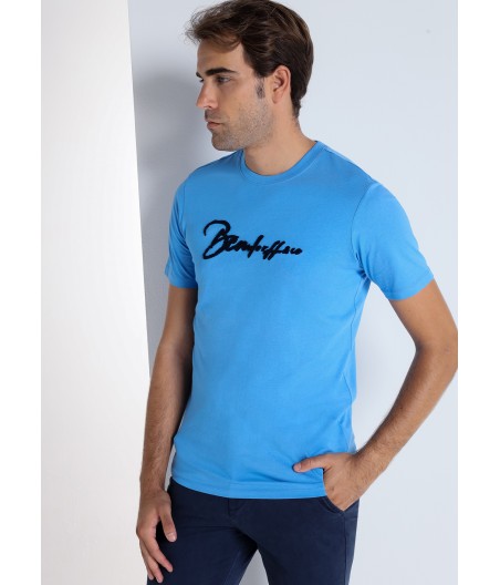 BENDORFF - T-shirt Basique en Chenille à Manches Courtes Bleu Océan