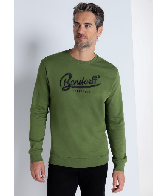 BENDORFF - Basic-Sweatshirt mit olivgrünem Rundhalsausschnitt
