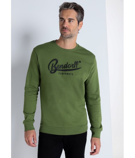 BENDORFF - Basic-Sweatshirt mit olivgrünem Rundhalsausschnitt