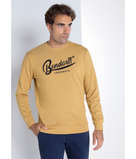 BENDORFF - Senfgelbes Basic-Sweatshirt mit Rundhalsausschnitt und Stehkragen