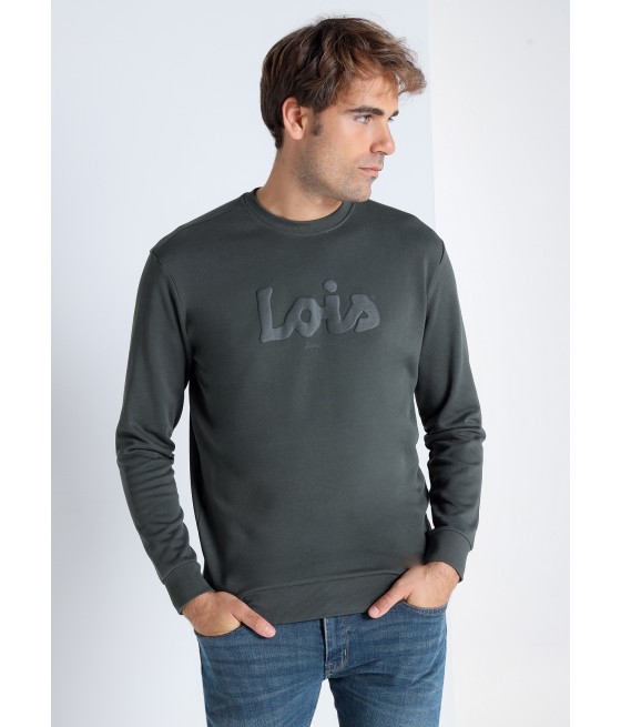 LOIS JEANS - Sweatshirt Basic Crewneck LOIS Logo Puff Print