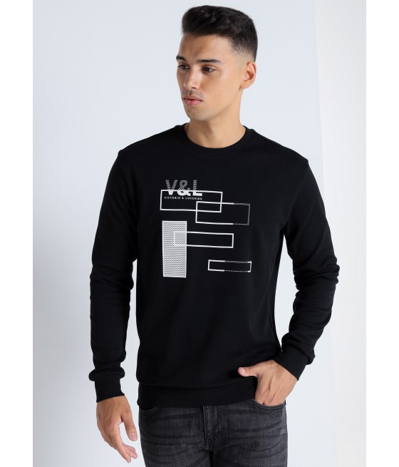 V&LUCCHINO - Sweatshirt mit Rundhalsausschnitt und Blockstreifen im Rücken