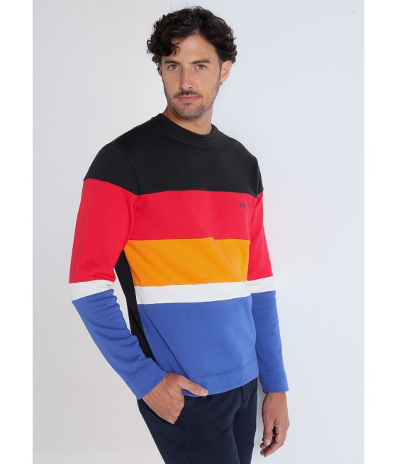V&LUCCHINO - Sweatshirt mit Blockstreifen und Stehkragen