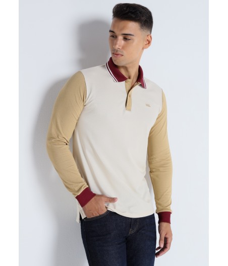 V&LUCCHINO - Polo long contrast sleeves