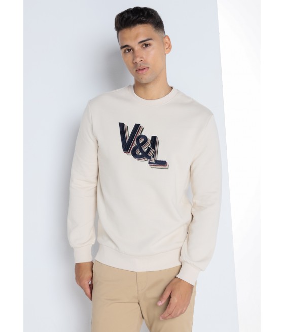 V&LUCCHINO - Sweatshirt mit 3D-Stickerei und Kastenkragen
