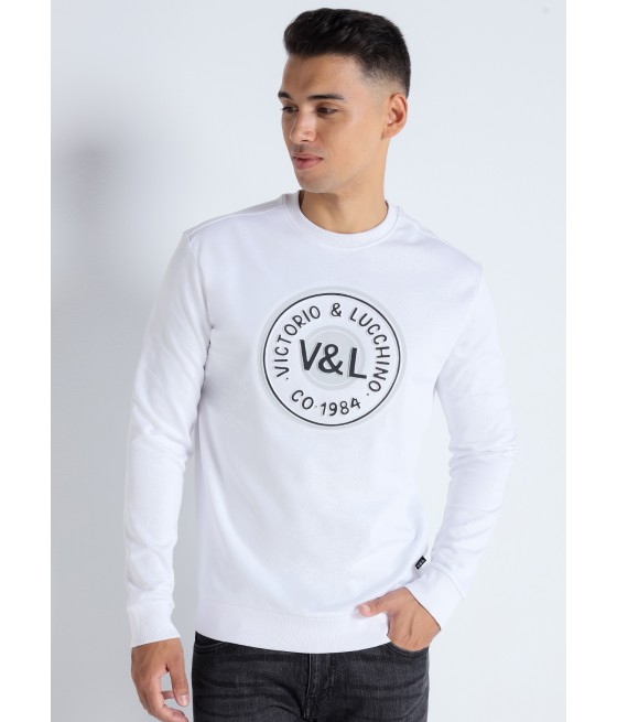 V&LUCCHINO - Sweatshirt mit Kastenausschnitt und geprägtem Logo