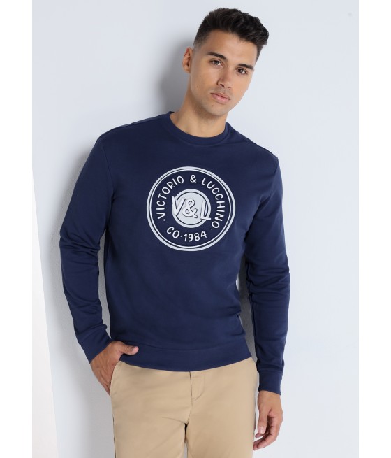 V&LUCCHINO - Sweatshirt mit Kastenausschnitt und geprägtem Logo