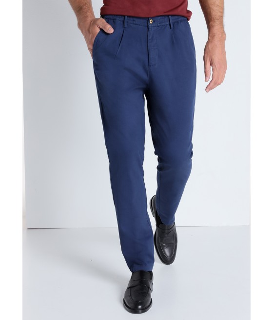 V&LUCCHINO - Pantalon chino cintura media con goma | Slim -Tiro medio