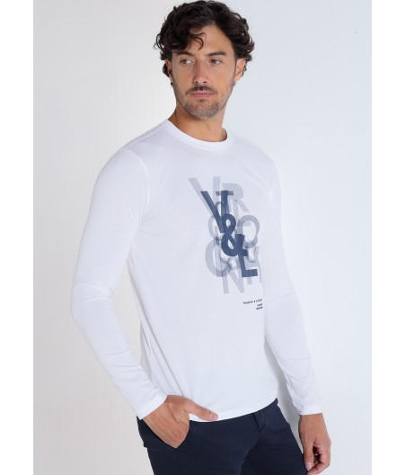 V&LUCCHINO - Camiseta manga larga con print transparente