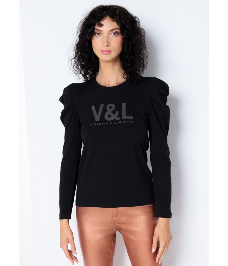 V&LUCCHINO - T shirt manche longue bouffante Logo V&L