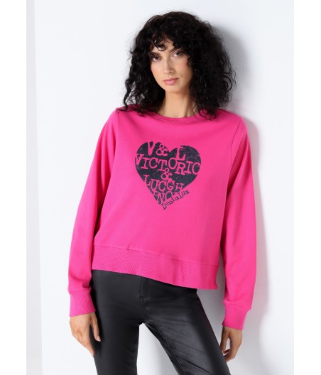 V&LUCCHINO - Sweat-shirt Col rond Graphique Lettres Coeur