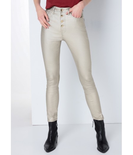 LOIS JEANS - Trouser color Skinny ankle- Medium Waist Metallic  | Size in Inches