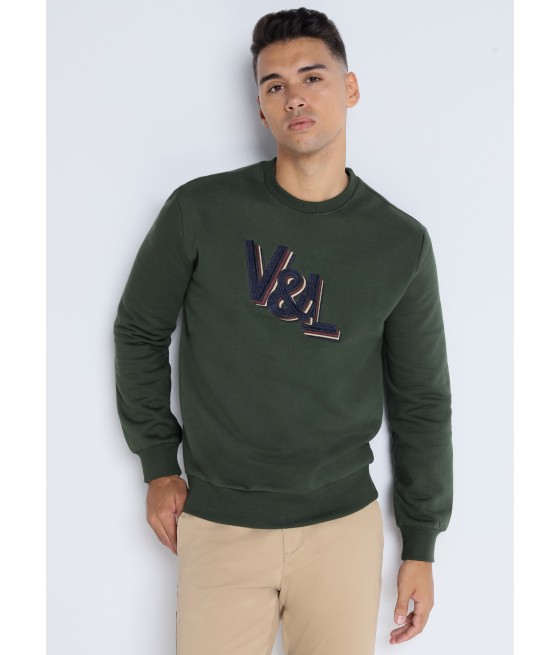 V&LUCCHINO - Sweatshirt mit 3D-Stickerei und Stehkragen