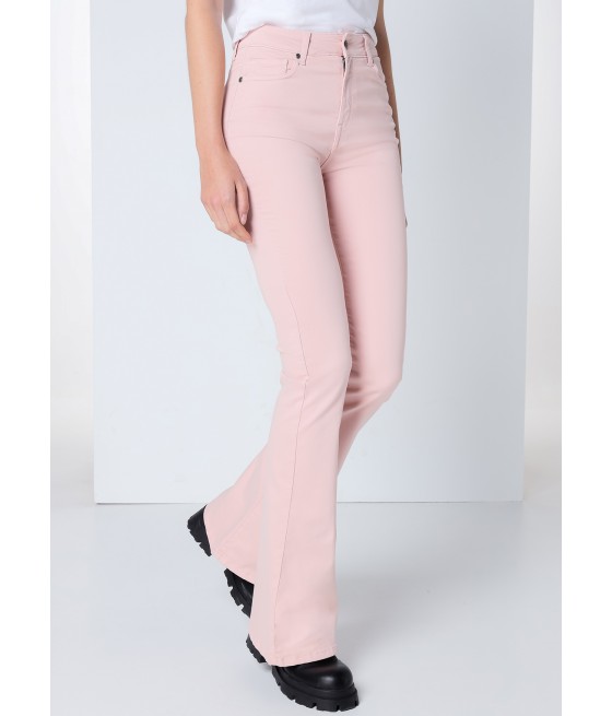CIMARRON - CARLA HELEN - Pantalon Couleur Taille Haute | Coupe Évasé | Taille en pouces