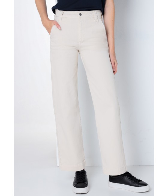 CIMARRON - OLIVIA LILOU -Pant Chino |Medium Waist- Straight Wide leg | Size in Inches