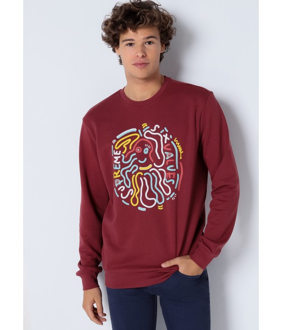 SIX VALVES - Grafisches Sweatshirt mit Rundhalsausschnitt und Stehkragen