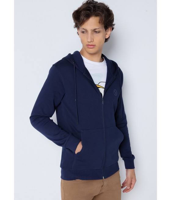 SIX VALVES - Basic-Sweatshirt mit Kapuze und Reißverschluss