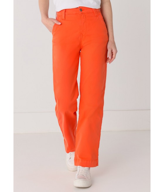 CIMARRON - OLIVIA-NECTAR - Pantalon Color | Wide Leg - Tiro Largo Elastic Saten  | Tallaje en Pulgadas
