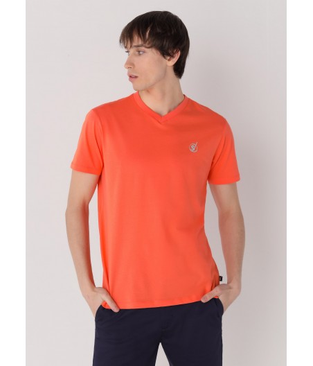 SIX VALVES - Kurzarm-T-Shirt mit V-Ausschnitt