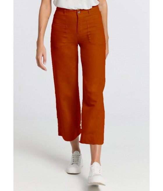 CIMARRON - Pantalon Color Martina-Zoelie | Caja Media - Wide Leg Crop | Tallaje en Pulgadas