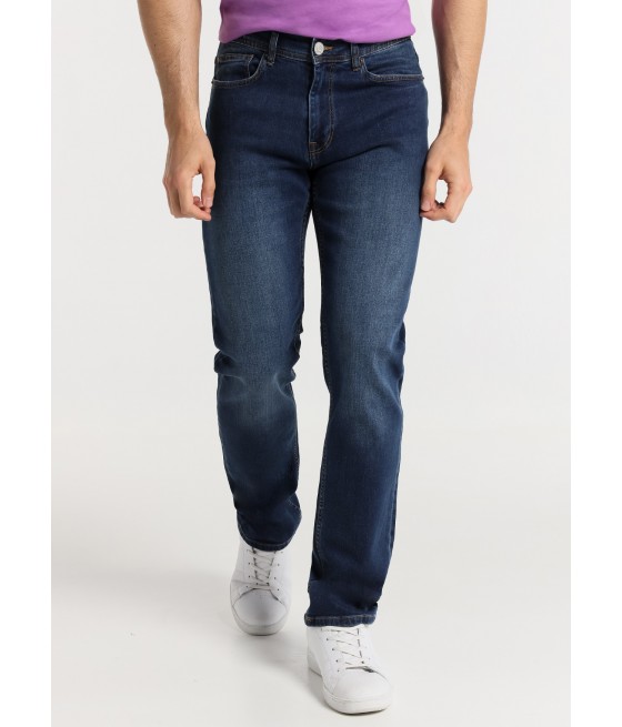 SIX VALVES - Jeans Coupe régulière- Taille Moyenne- Médium Bleu Foncé |Tailles en pouces