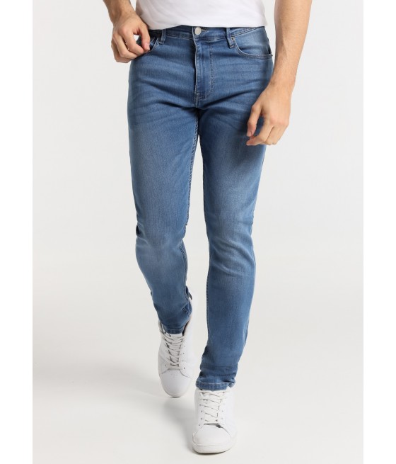 SIX VALVES - Jeans Skinny - Tiro Medio Towel Medium Blue| Tallaje en Pulgadas