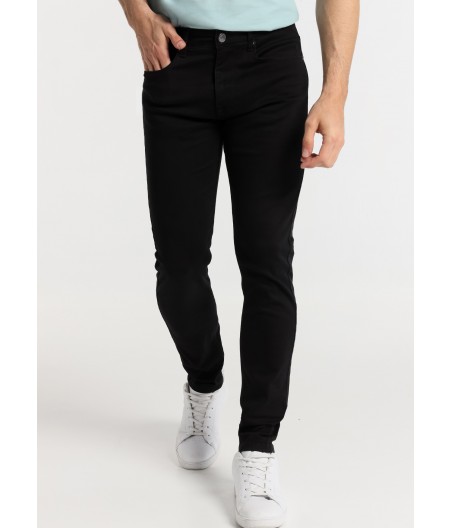 SIX VALVES - Jeans Super Skinny - Tiro Medio Ultra Black|Tallaje en Pulgadas