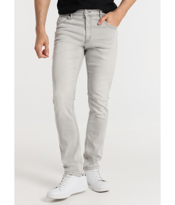 SIX VALVES - Jeans Coupe Slim - Taille Moyenne- Lavage Acide Gris |Tailles en pouces