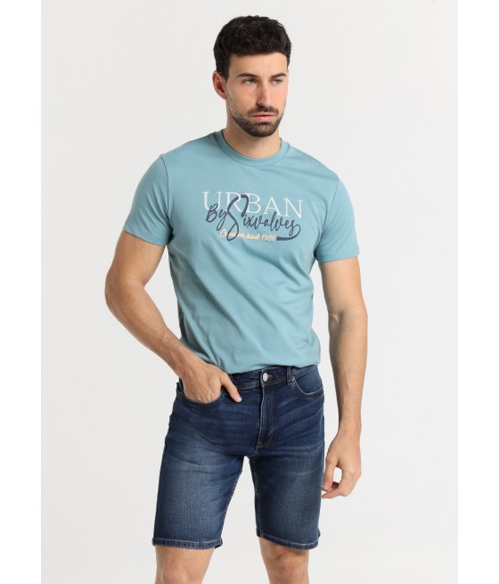 SIX VALVES - Bermuda Jean Coupe Slim - Taille Moyenne-Médium Bleu Foncé |Tailles en pouces