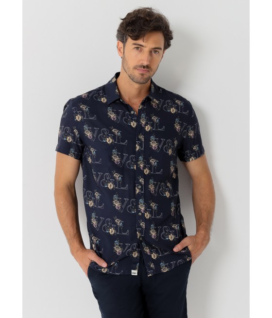 V&LUCCHINO - Shirt Short Sleeve All-Over V&L Floral Print
