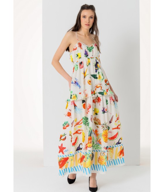 V&LUCCHINO - Bedrucktes langes Kleid mit Trägern