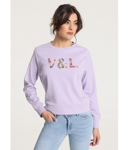 V&LUCCHINO - Sweatshirt mit Rundhalsausschnitt und Blumenstickerei