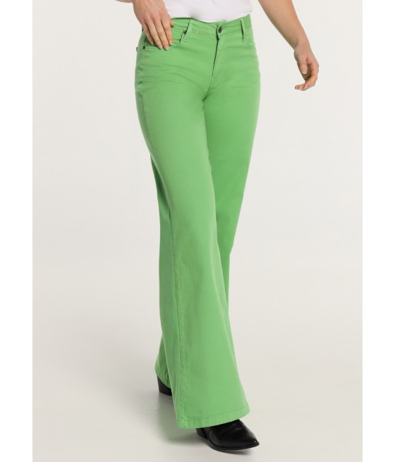 CIMARRON - CELIA-PHIL - Pantalon Color | Extra Flare - Tiro Corto Elastic  | Tallaje en Pulgadas