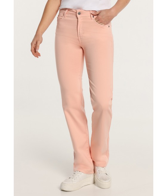 CIAMRRON - CLAUDIA-NECTAR Trousers Colour Straight Small Rise Elastic Saten  |Size in Inches
