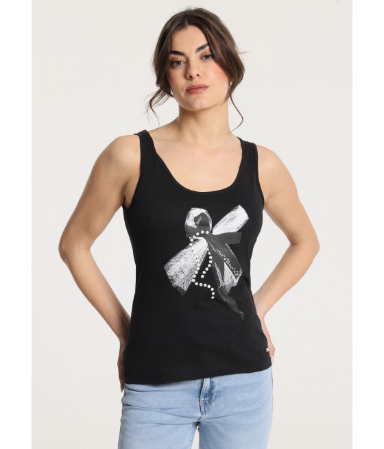 V&LUCCHINO - Camiseta sin mangas con lazo en el pecho