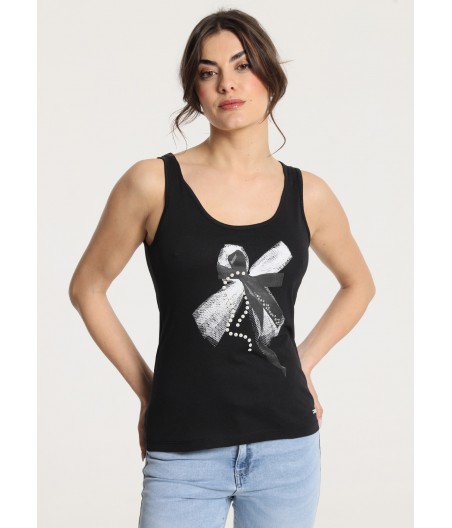 V&LUCCHINO - T-shirt Sleeveless Bow at front chest